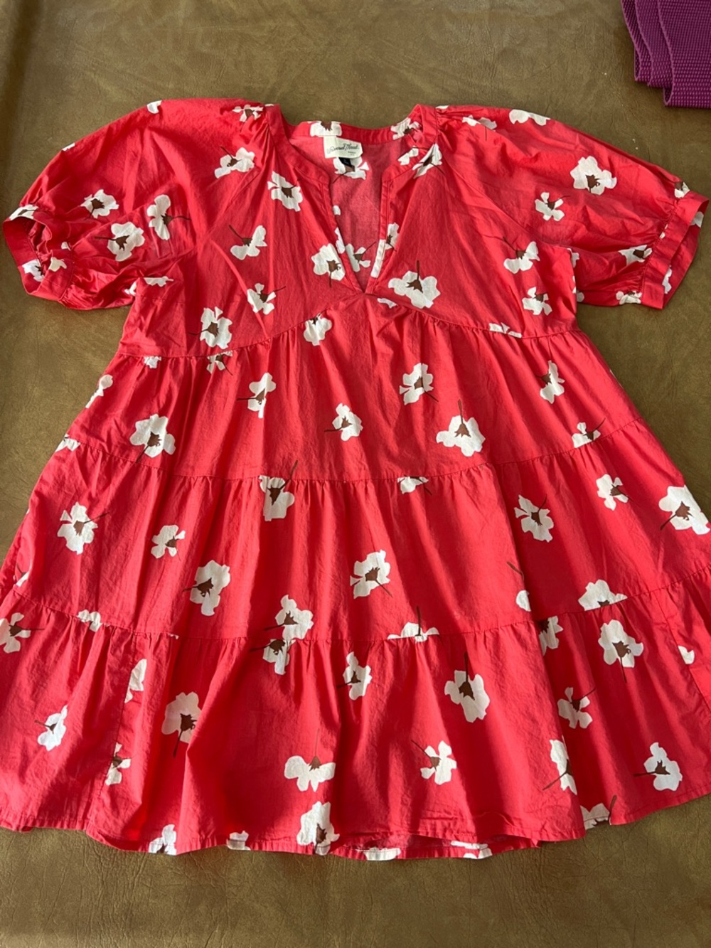 Universal Thread Red Floral Tiered Dress for Girls